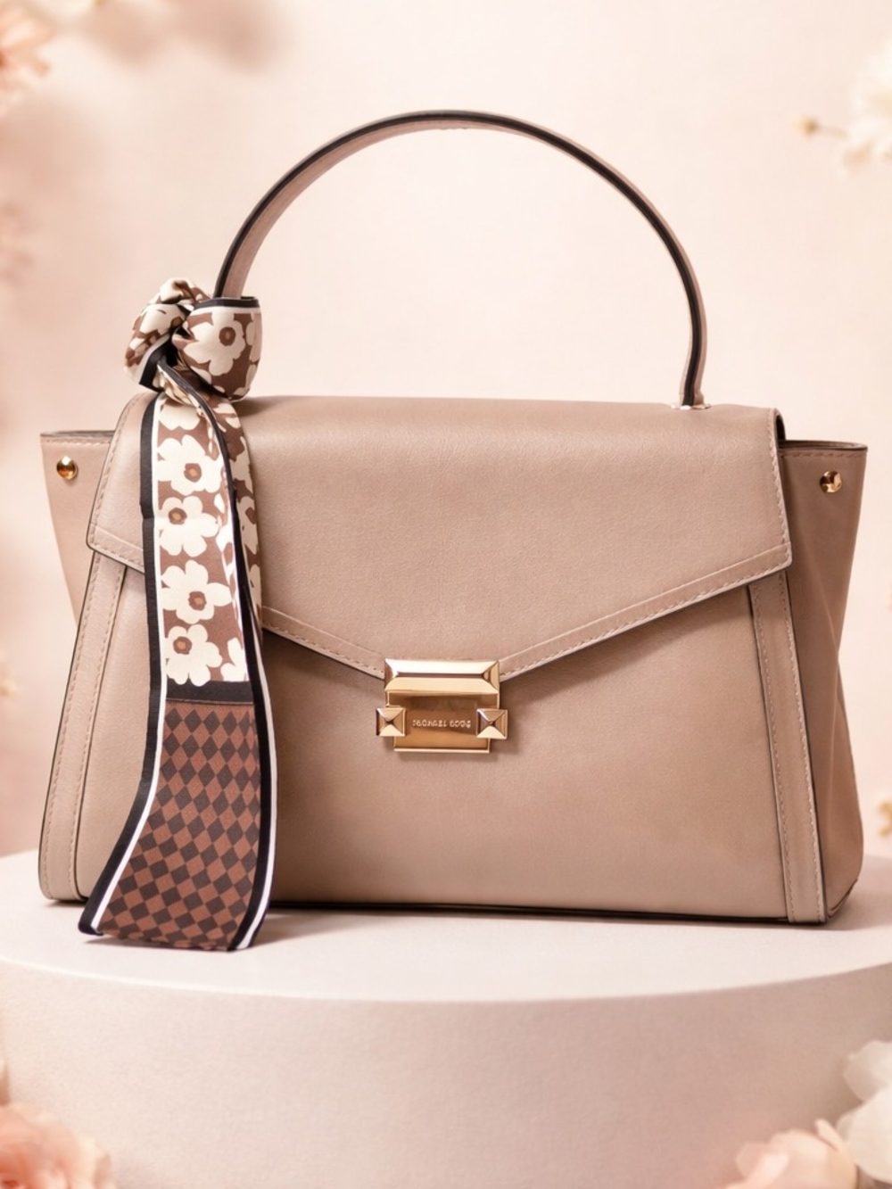 Michael Kors Taupe Leather Top-Handle Satchel